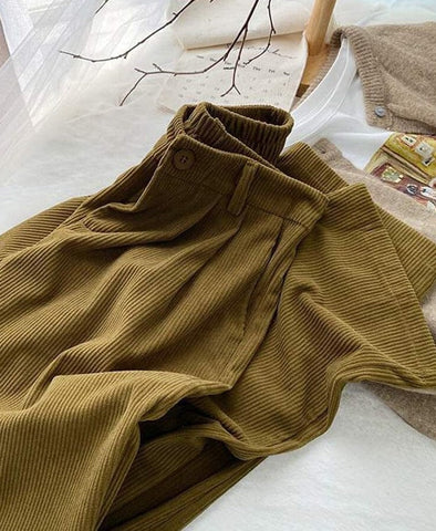 Retro Corduroy Straight Leg Pants