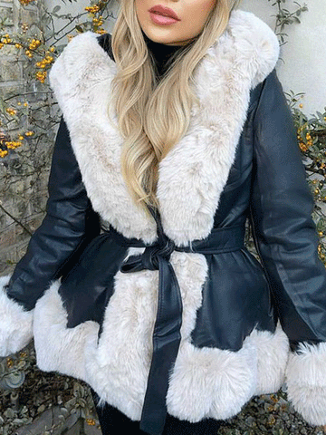 Fuzzy PU Jacket with Belt