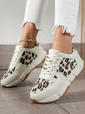 PU Leopard Casual Sneakers