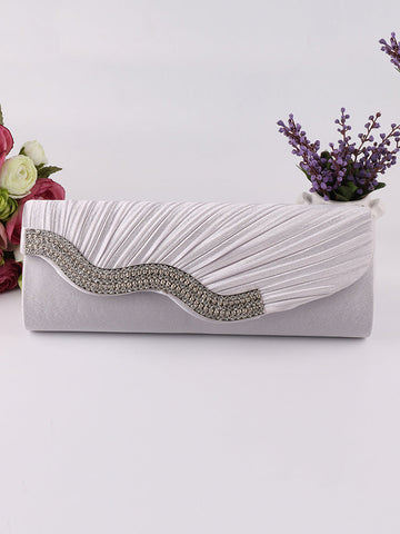 Solide, plissierte Handtaschen-Clutch mit Strasssteinen