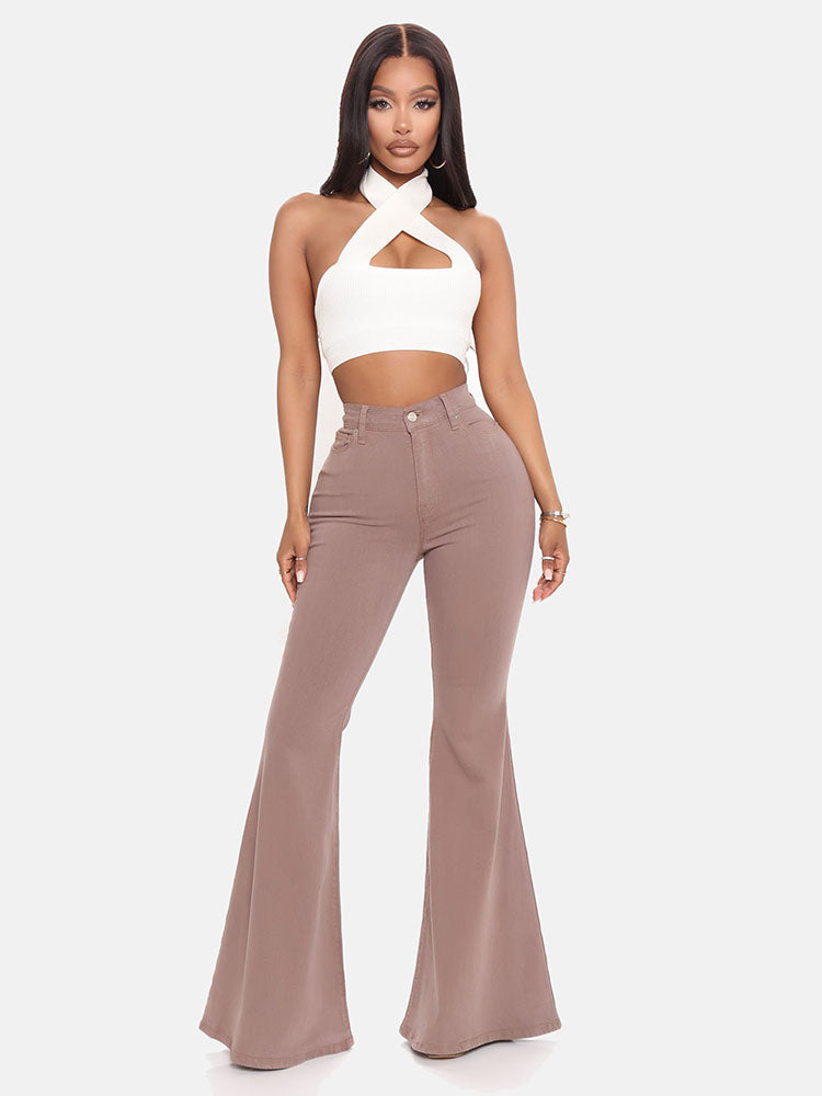 Schlaghosenjeans mit hoher Taille
