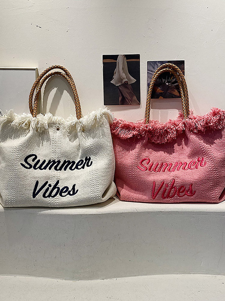 Summer Vibe Tassel Tote Bag