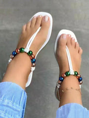 Beaded Flat Clipped Toe Sandals