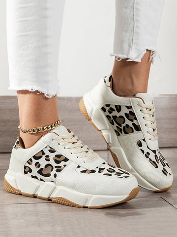 Lässige PU-Sneakers mit Leopardenmuster