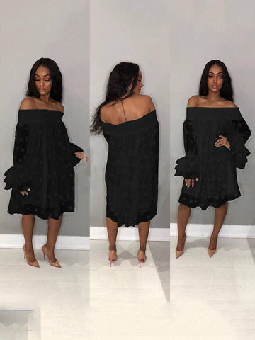 Off Shoulder Mesh Polka Dot Dress