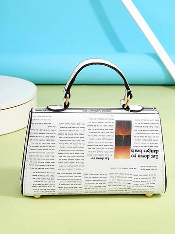 Letter Print  Graphic Flap Satchel