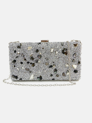 Rhinestone Sequin Box Clutch