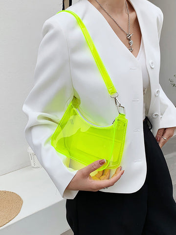 Bolso de hombro transparente de color sólido