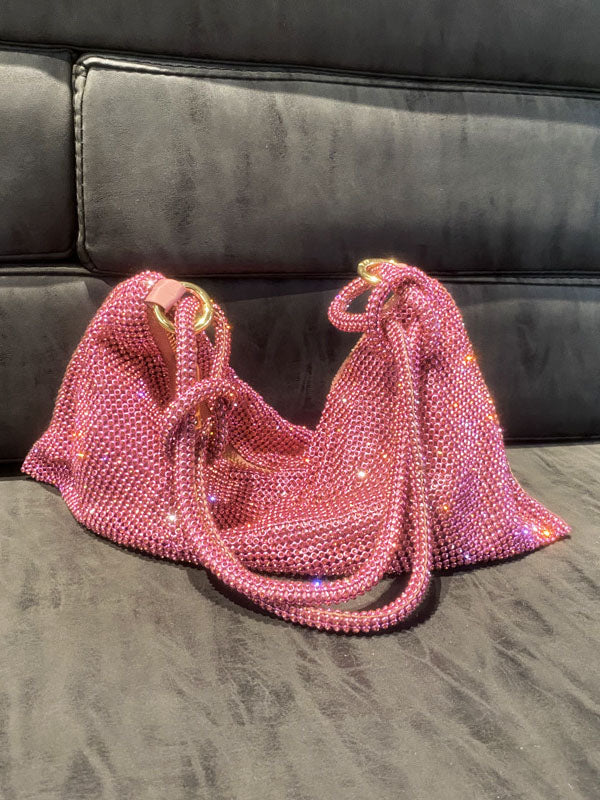 Rhinestone Knotted Zipper Bag