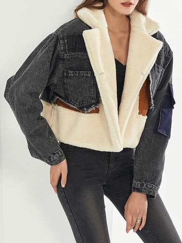 Lamb Denim Patchwork Coat