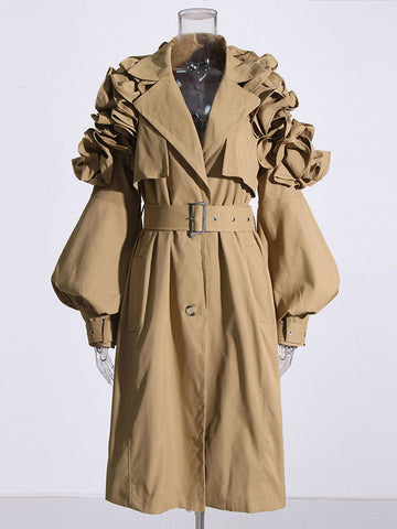 Ruffle Belt Trench Coat