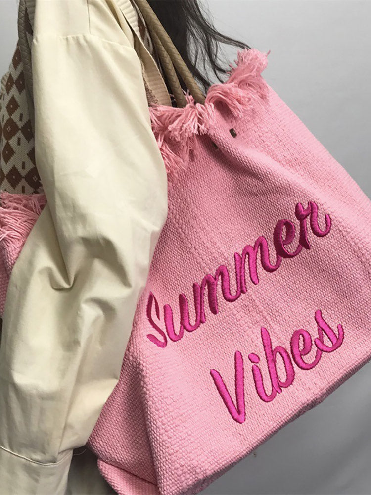 Summer Vibe Tassel Tote Bag