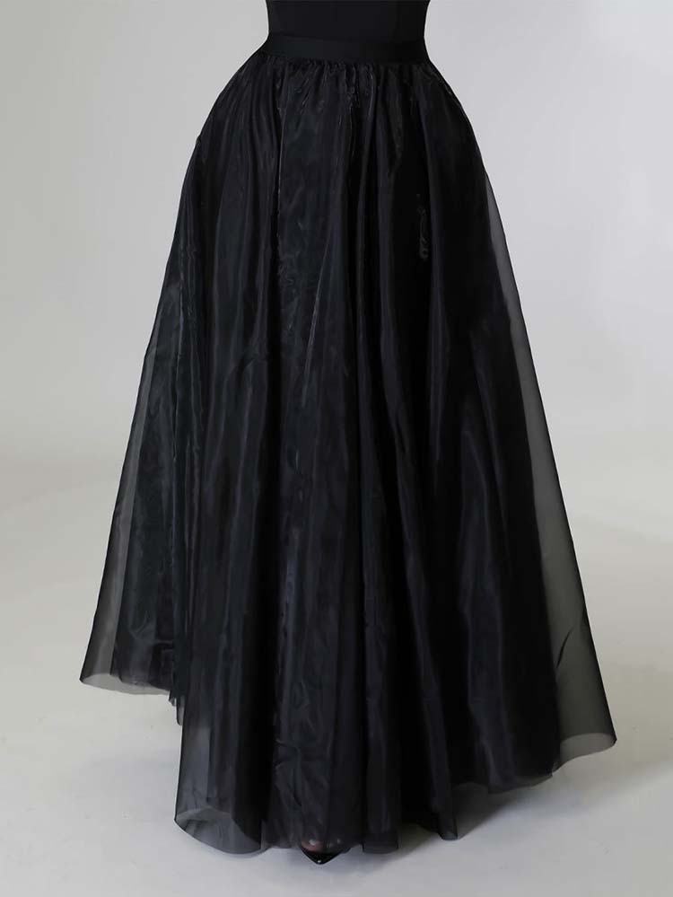 Einfarbiger Rock mit hoher Taille