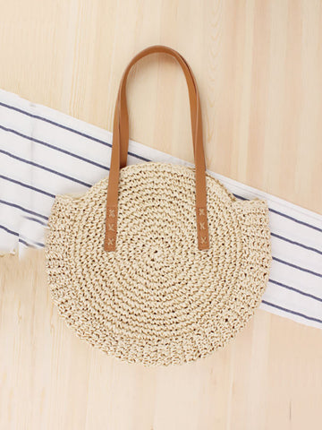 Vintage Round Straw Beach Bag