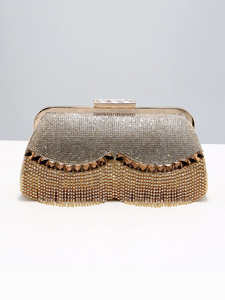 Clutch mit Strassbesatz und Quaste