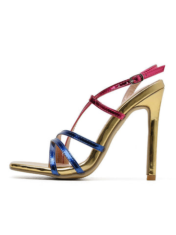 Colorblock Ankle Strap Heels