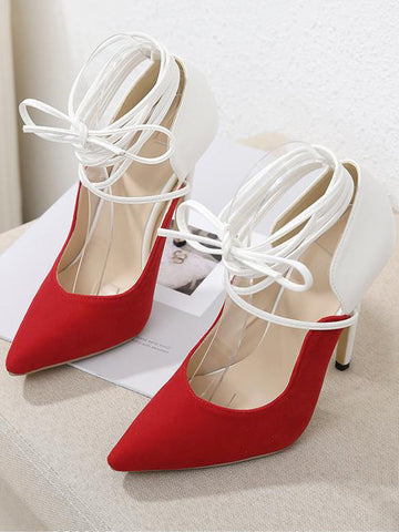 Lace-up Color Block Stiletto Heels