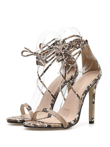 Snake Pattern Cross Straps Sandals