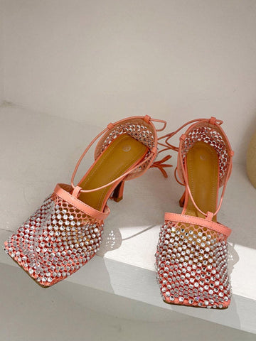 Rhinestone Square Toe Sandals