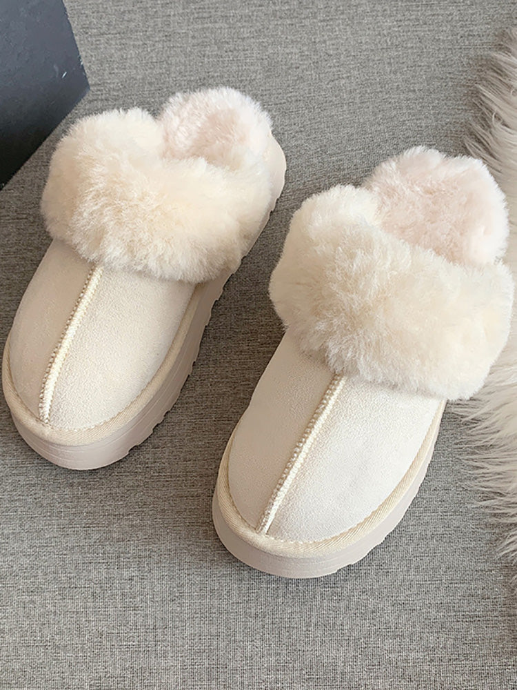 Plush Suede Platform Slider