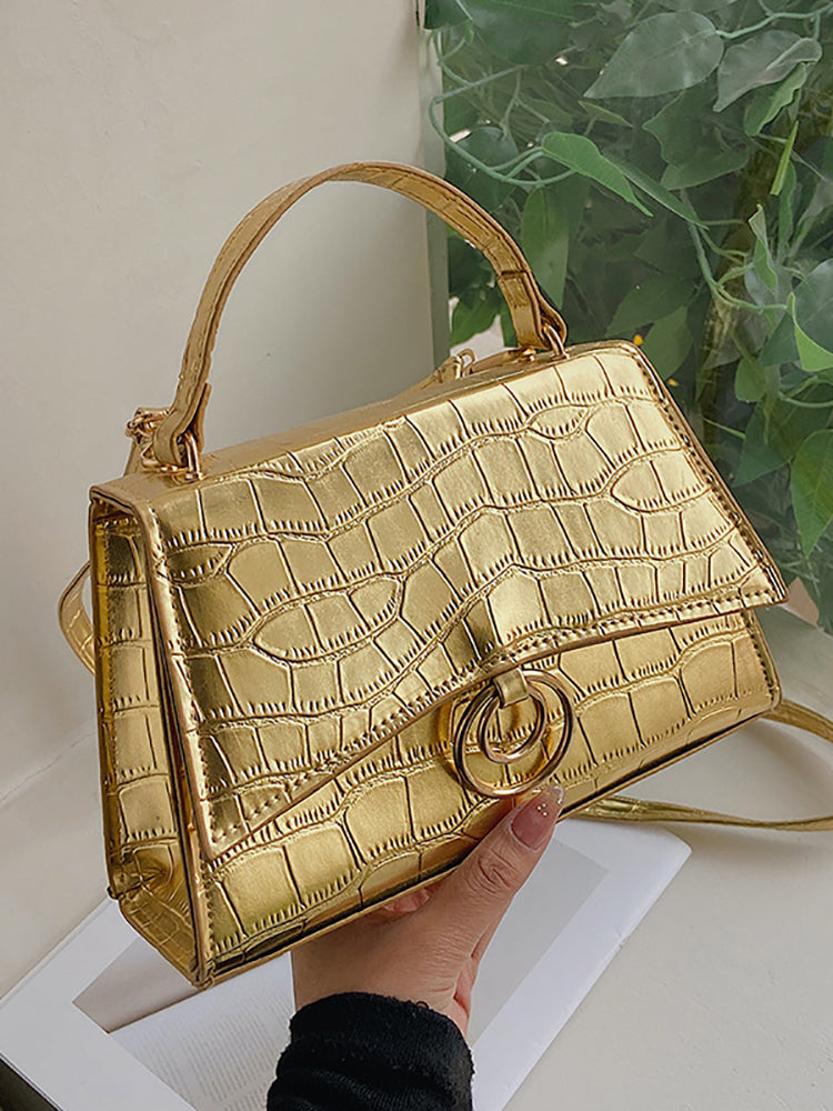 Crocodile Embossed Satchel Square Bag