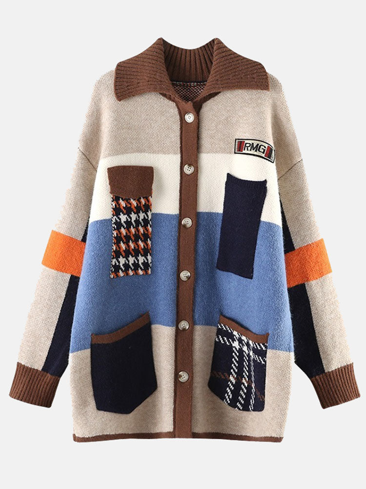 Color Block Sweater Cardigan