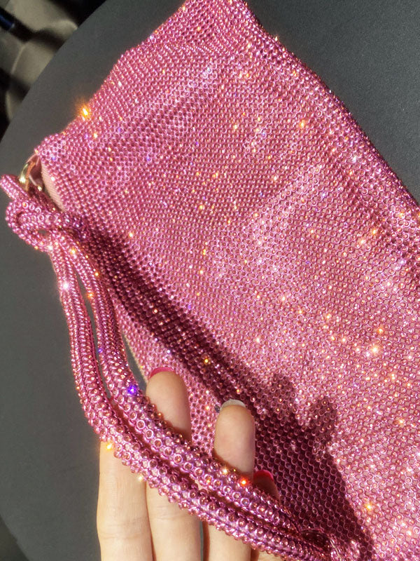 Rhinestone Knotted Zipper Bag