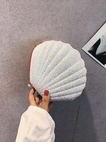 Bolso bandolera con concha brillante