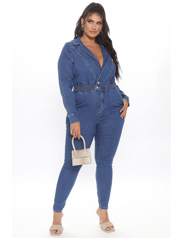 Collar Neck Denim Jumpsuit