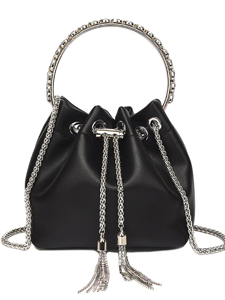 Rhinestone Decor Bucket Bag