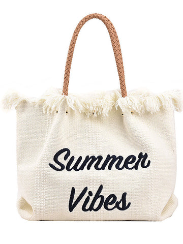 Summer Vibe Tassel Tote Bag