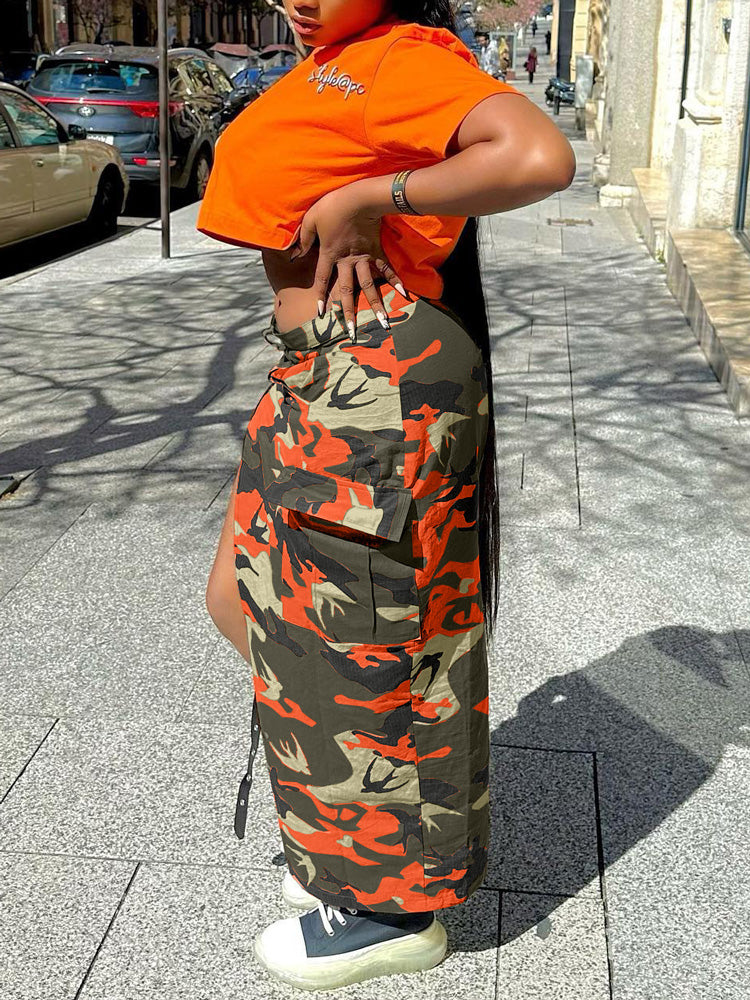 Camo Side Slit Bandage Skirt