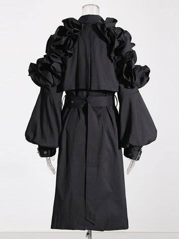 Ruffle Belt Trench Coat