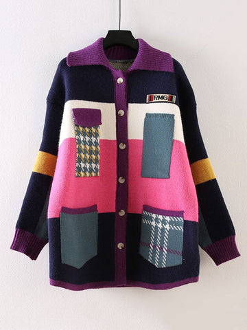 Color Block Sweater Cardigan