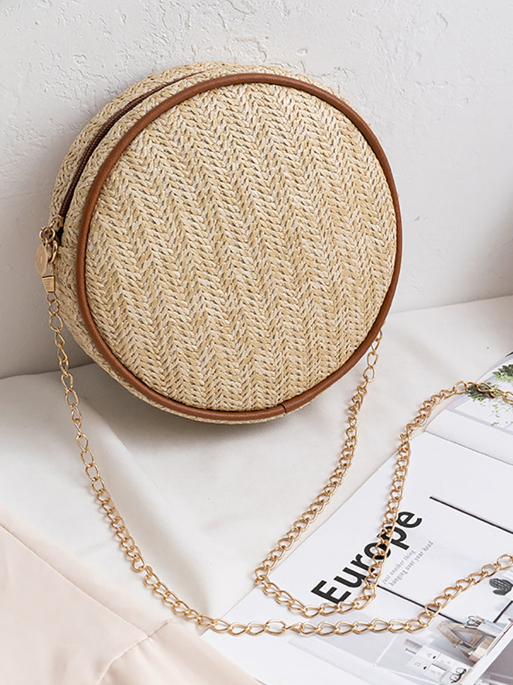 Summer Rattan Woven Beach Shoulder Bag