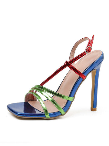 Colorblock Ankle Strap Heels