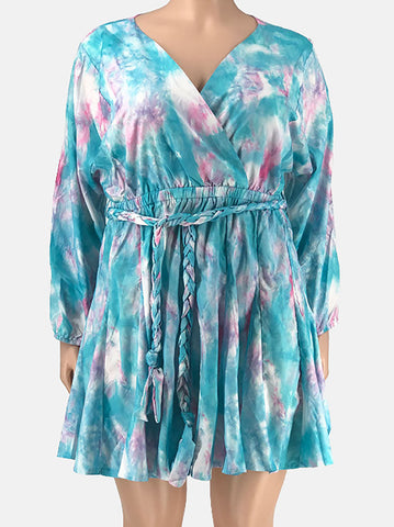 Tie Dye Belted Midi Dress