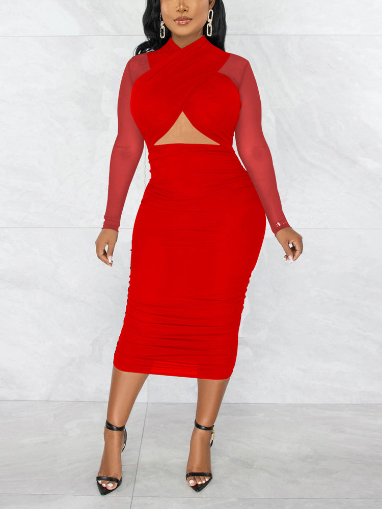 Mesh Cut Out Party Dress