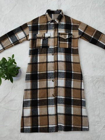 Karierter Hemdmantel mit Knöpfen