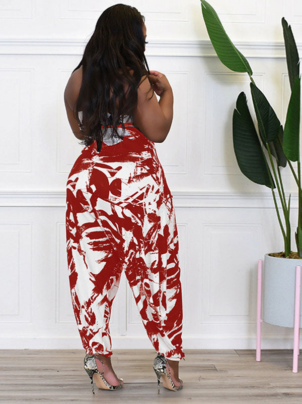 Casual Print Halter Jumpsuits