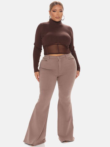Schlaghosenjeans mit hoher Taille