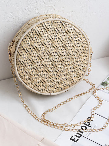 Summer Rattan Woven Beach Shoulder Bag