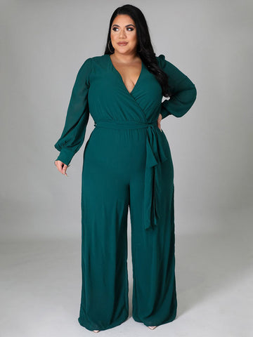 V Neck Wrap Jumpsuit