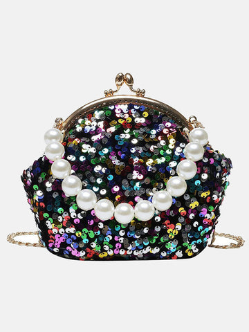 Mini bolso de noche con lentejuelas y perlas