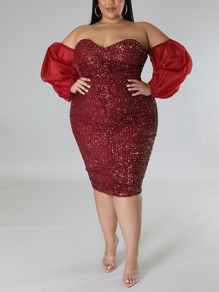 Sequin Tube Midi Holiday Dress