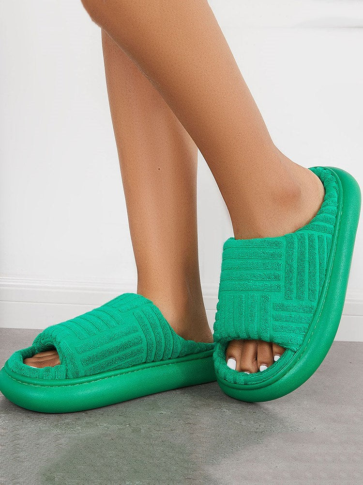 Towel Round Toe Platform Slides