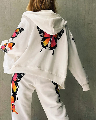 Long Sleeve Butterfly Two-Piece Outfit