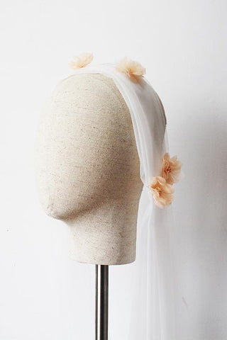 Cap Veils With Floral Applique