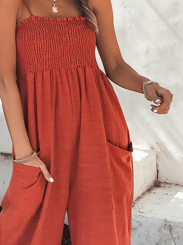 Spaghetti Strap Wide Leg Jumpsuit