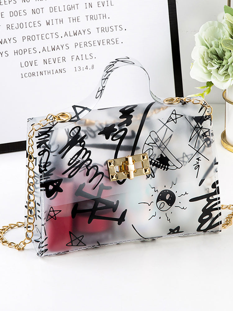 Graffiti Print  Strap Crossbody Bag